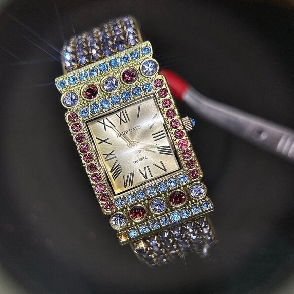 Heidi Daus Purple Stones Band Cuff Watch - Picture 3 of 9